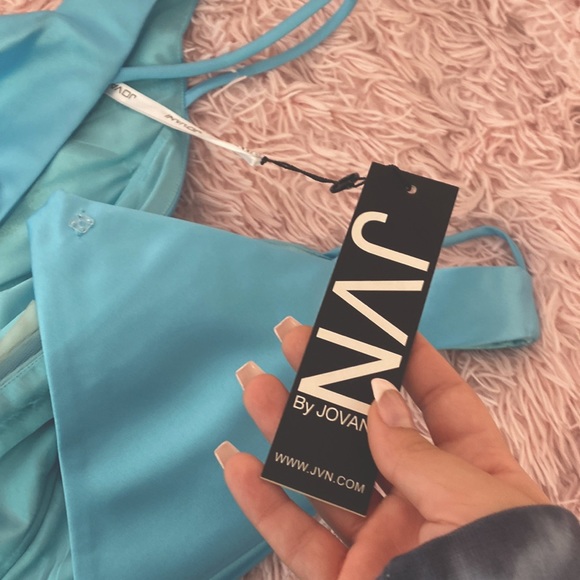 Short Turquoise Asymmetrical Dress Jovani - Picture 3 of 3